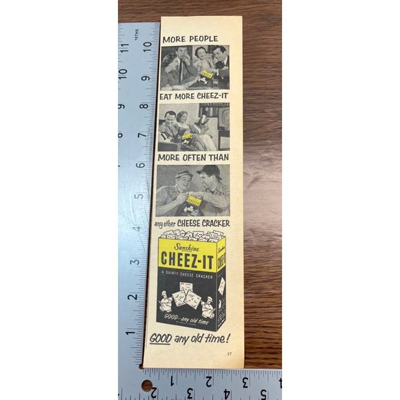 Cheez-It Cheese Crackers Vintage Print Ad 1954 Sunshine Good Any Old Time - Picture 2 of 5